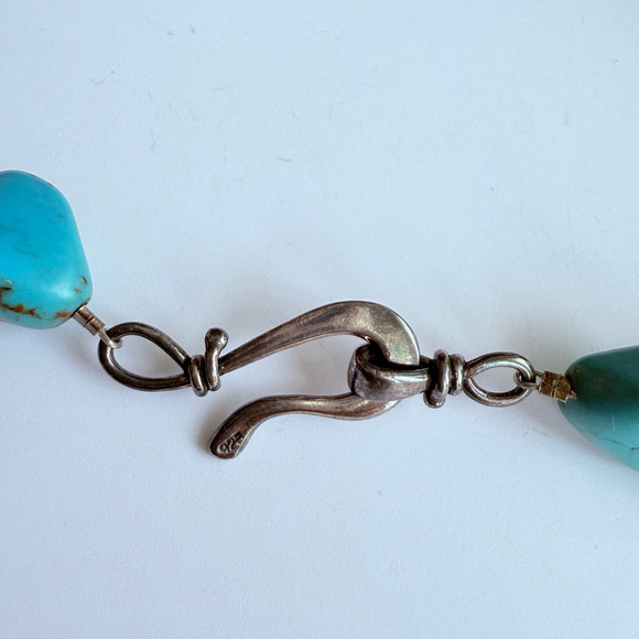 BIG Red Jade Turquoise Carnelian Quartz Hand Carved Sterling Silver 925 Necklace - Picture 7 of 8